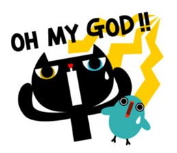 Lucky cat and the blue bird 3 sticker #2251678