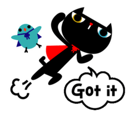 Lucky cat and the blue bird 3 sticker #2251687