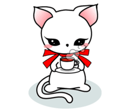 Sweet white cat sticker #2272531