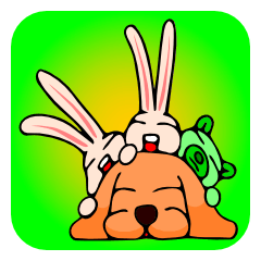 With a dog and a rabbit and a bear