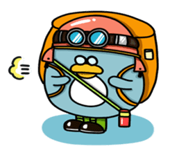 Penguin Ginsuke's flying paper fan 2 sticker #2307872