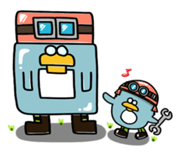 Penguin Ginsuke's flying paper fan 2 sticker #2307876