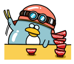 Penguin Ginsuke's flying paper fan 2 sticker #2307880