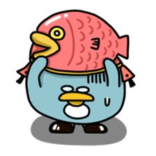 Penguin Ginsuke's flying paper fan 2 sticker #2307881