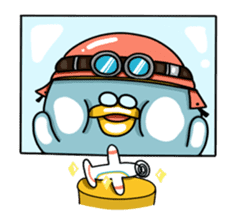 Penguin Ginsuke's flying paper fan 2 sticker #2307882