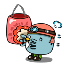 Penguin Ginsuke's flying paper fan 2 sticker #2307890