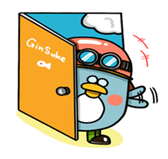Penguin Ginsuke's flying paper fan 2 sticker #2307903