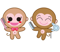 monkey  osaru-kun & osaru-chan sticker #2317885
