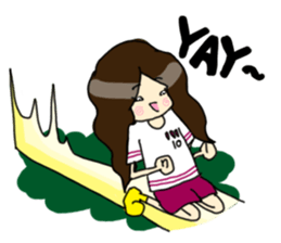 Football Fan Girl with Her Bunny sticker #2322079