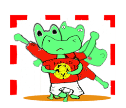 frog playing handball sticker #2324493