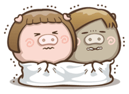Fat pig couple sticker #2327660