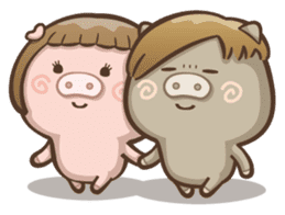 Fat pig couple sticker #2327663