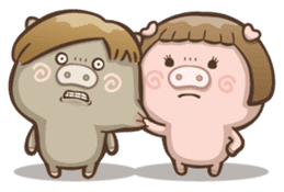 Fat pig couple sticker #2327669