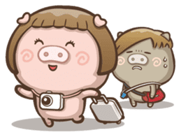 Fat pig couple sticker #2327672
