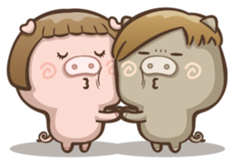 Fat pig couple sticker #2327689