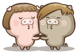 Fat pig couple sticker #2327689