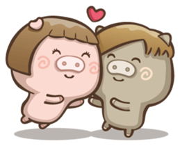 Fat pig couple sticker #2327694