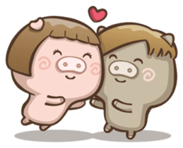 Fat pig couple sticker #2327694
