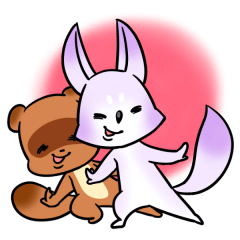 Cute fox and raccoon dog