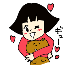 A girl and bear the Bob-style sticker #2342467