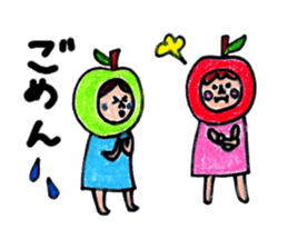 green apple-kun and red apple chan sticker #2348512