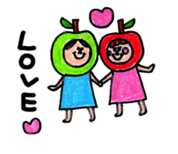 green apple-kun and red apple chan sticker #2348517