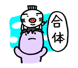 Eggplant dog and turnip pig sticker #2365605