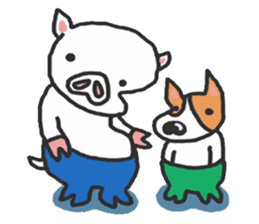 pig BUTAMA and friend welsh corgi GEN sticker #2375296