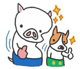 pig BUTAMA and friend welsh corgi GEN sticker #2375297