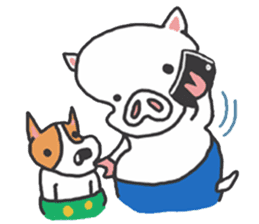 pig BUTAMA and friend welsh corgi GEN sticker #2375300