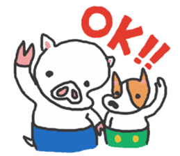 pig BUTAMA and friend welsh corgi GEN sticker #2375302