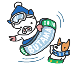 pig BUTAMA and friend welsh corgi GEN sticker #2375321