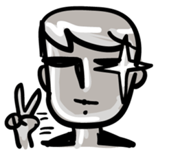 Gray face man sticker #2393864