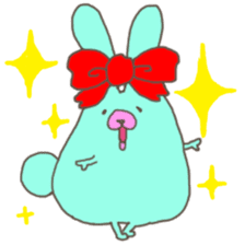 Cute mint rabbit sticker #2394152