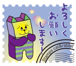 Rabbit & cat has become a stamp ! sticker #2410959