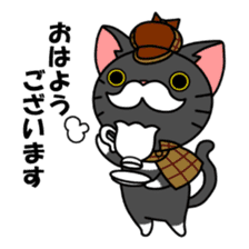 Mustached cat detective and assistant sticker #2424936