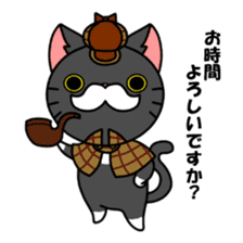 Mustached cat detective and assistant sticker #2424940