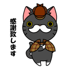 Mustached cat detective and assistant sticker #2424942