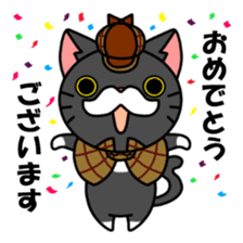 Mustached cat detective and assistant sticker #2424950