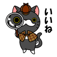 Mustached cat detective and assistant sticker #2424964