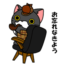 Mustached cat detective and assistant sticker #2424974