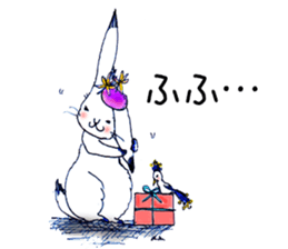 Small Rabbit and Star Flower sticker #2425943