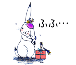 Small Rabbit and Star Flower sticker #2425943