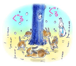 Small Rabbit and Star Flower sticker #2425964