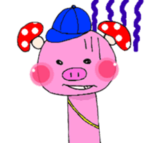 Japanese  unkind hedgehog&mushroom pig sticker #2440305