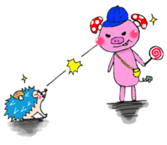Japanese  unkind hedgehog&mushroom pig sticker #2440307