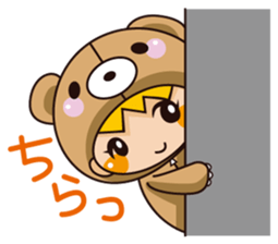 Girl wearing a hood bear sticker #2442888