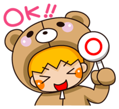 Girl wearing a hood bear sticker #2442889