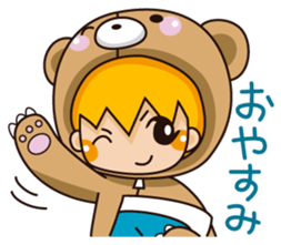 Girl wearing a hood bear sticker #2442892