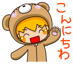 Girl wearing a hood bear sticker #2442895